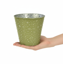 Artikel Blumentopf Metall Ø16cm Grün-Silber mit Sternen für Innenbereich
