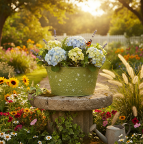 Artikel Metallschale mit Sternen und Griffen Grün Ø20cm H11,5cm