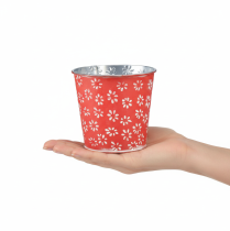 Artikel Metall-Übertopf Rot Weiss Geblümt Ø10,5cm H10,5cm für Innenbereich