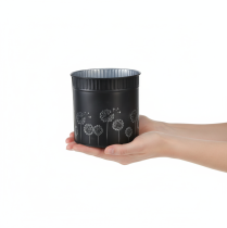 Artikel Metall Übertopf Pusteblumen Schwarz Ø12,5cm H14cm Innenbereich