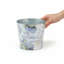 Artikel Übertopf Metall Hortensie 24cm Ø, 21cm H, Blau-Weiss für Innenbereich