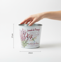 Artikel Übertopf Metall Blumentopf Lavendel-Motiv Ø24cm H21cm für Sommerdekoration