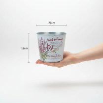 Artikel Blumentopf Metall Ø21cm H18cm Lavendel-Motiv für Innen und Geschützte Aussenbereiche