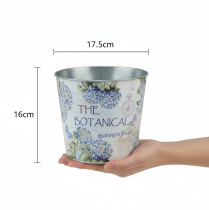 Artikel Blumentopf Metall Hortensien-Motiv Ø17,5cm H16cm für Innenbereich