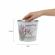Artikel Übertopf Metall Lavendelmotiv Weiss Ø18cm H15,5cm Innen/Aussen