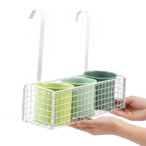 Artikel Hängeblumentopf-Set aus Metall, 3 Töpfe in Grün, Gitterkorb Weiss, L26cm für Balkon & Küche