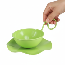 Artikel Metall-Deko-Tasse mit Unterteller, hellgrün, Ø 11,5 cm, H 8 cm, 2er-Set