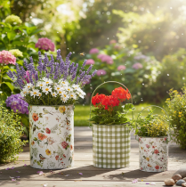 Artikel Pflanzkübel Vintage Deko Metalleimer Ø18/15/12cm 3er-Set