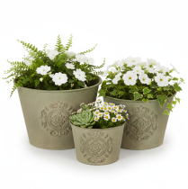 Artikel Blumentopf-Set Metall Grün Vintage Ø22cm–Ø13,5cm, 3 Stück