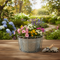Artikel Drahtkorb mit Metalleinsatz Ø26cm – Pflanzkorb Weiss Waschung für Indoor und Outdoor