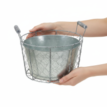 Artikel Drahtkorb mit Metalleinsatz Ø26cm – Pflanzkorb Weiss Waschung für Indoor und Outdoor