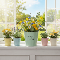 Artikel Blumentopf Metall Vintage Design Mintgrün Ø21,5×H16,5cm Innen- und Aussendekoration
