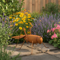 Artikel Gartendeko Heuschrecke aus Metall mit Rost-Optik 26cm für Aussenbereich