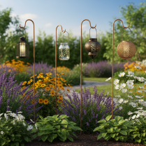 Artikel Gartenstab mit Haken Metall Edelrost Höhe 80 cm 3er-Set