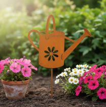 Artikel Blumenstecker Giesskanne 10 x 8,5 cm aus Metall mit Rost-Optik, 4er Set, für Gartendekoration