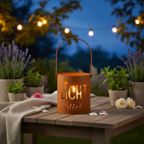 Artikel Metall-Laterne Windlicht mit Edelrost-Optik, "Lichtblick", Ø10,5cm, H11cm, 2 Stück