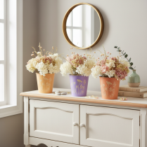 Artikel Metall-Übertopf 3er-Set Blumenmotiv in Pastellfarben 10 cm für Innenbereich
