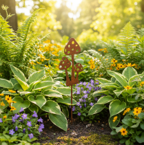Artikel Gartenstecker Metall Fliegenpilz 10cm Rostoptik 6er-Set Aussenbereich