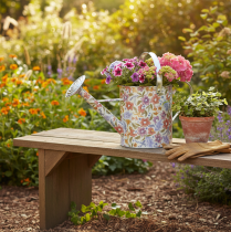 Artikel Deko Giesskanne Metall Ø18cm mit Blumendesign für Indoor-Gestaltung