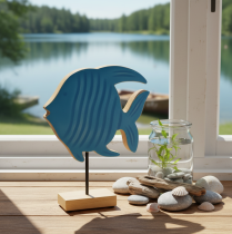Artikel Holzfisch Figur aus Mangoholz in Blau 22cm für Wohn- und Tischdekoration