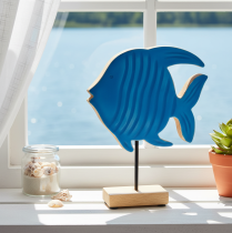 Artikel Holzfisch Figur aus Mangoholz in Blau 22cm für Wohn- und Tischdekoration