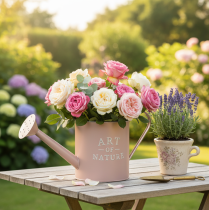 Artikel Blumentopf Zink Gieskannenform Ø16,5cm H17cm Altrosa für Innen und Aussen