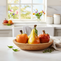 Artikel Künstliches Obst Set aus Keramik Apfel und Birne Herbstdeko 12 cm 3-teilig
