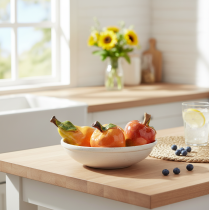 Artikel Künstliches Obst Set aus Keramik Apfel und Birne Herbstdeko 12 cm 3-teilig