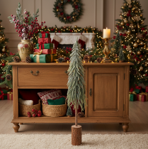 Artikel Künstlicher Tannenbaum 90 cm gefrostet mit Holzsockel