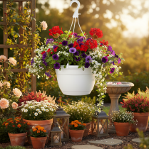 Artikel Blumenampel aus Kunststoff mit 25 cm Durchmesser Weiss