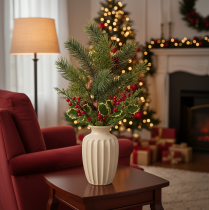 Artikel Künstlicher Weihnachtszweig mit Tannenzapfen 38 cm Grün