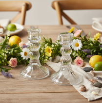 Artikel Glas-Kerzenhalter 12 cm transparent klassisches Design 2er-Set