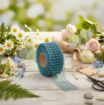 Artikel Dekoband Gitterstruktur 4,5 cm breit Blau 10 m Kunststoffrolle