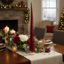 Artikel Deko-Tannenbaum aus Kunststoff schlank mit Holzfuss 80 cm rot