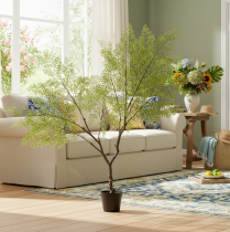 Artikel Künstlicher Baum mit filigranen Blättern 120 cm Grün-Braun Kunststoff