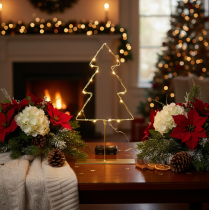 Artikel Weihnachtsbaum-Silhouette aus Metall 60 LED warmweiss 37 cm für innen