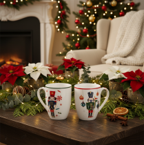 Artikel Weihnachtstassen Set Keramik Nussknacker Zuckerstange 10cm 2 Stück