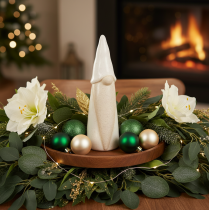 Artikel Dekofigur Wichtel Keramik 22 cm Weiss und Natur für Weihnachten
