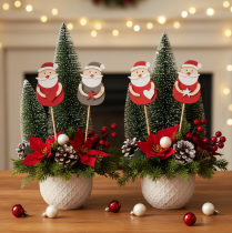 Artikel Dekostecker Weihnachtsmann Holz 31 cm Rot Weiss Grau 12 Stück für Innenbereich