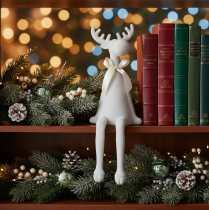Artikel Weihnachtsfigur Rentier Kunststoff Hellgrau 54 cm als Kantenhocker