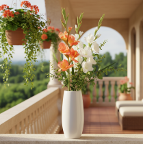 Artikel Künstliche Gladiole aus Seidenstoff 88 cm Orange-Gelb für Innenbereich