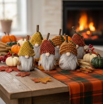 Artikel Wichtel Figuren Set mit Strickmütze aus Stoff und Kunststoff 10cm 6 Stück