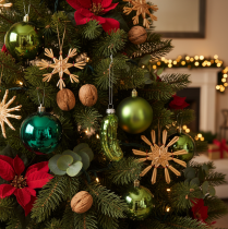 Artikel Glas-Weihnachtsgurke 7 cm Grün Set mit 4 Anhängern