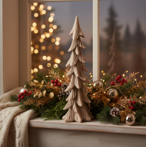 Artikel Deko Tannenbaum beflockt Kunststoff 44cm Braun
