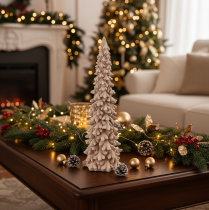 Artikel Deko Tannenbaum beflockt Kunststoff 34cm Braun für Innenbereich