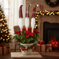 Artikel Weihnachtswichtel Deko-Stecker Filz, 58 cm, Rot-Weiss, 6er Set