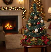 Artikel Lametta-Weihnachtsgirlande 3m mit 60 LED und Timer smaragdgrün