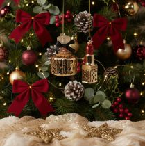 Artikel Christbaumschmuck Parfumflakon und Lippenstift Glas Leopardenmuster 11 cm Set 2-teilig