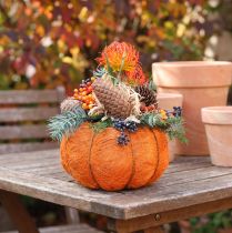 Artikel Kürbis-Pflanztopf aus Sisal mit Folie Ø15cm H9cm Orange/Gelbgrün für Herbstdekoration