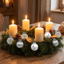 Artikel Mini Weihnachtskugeln aus Glas, Ø 3 cm, Set mit 9 Stück in Weiss und Silber
